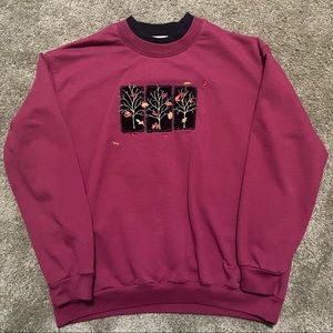 Red vintage fall double layer sweater